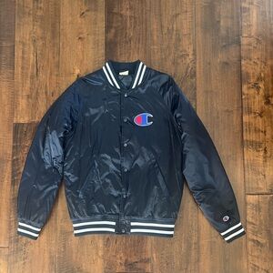 Champion Dark Blue Jacket with Striped Accents
